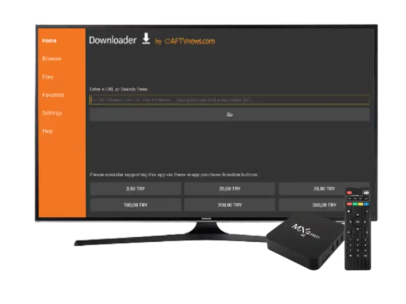 Downloader home screen on Android TV